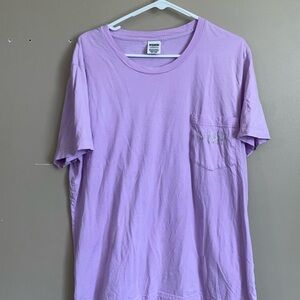 PINK Victoria’s Secret purple rhinestone bling graphic pocket tee shirt XL